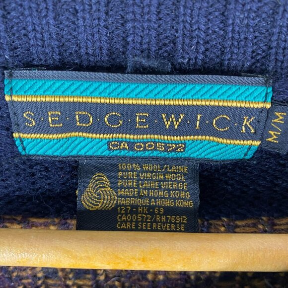 Vintage 80s Sweater Mens Size Medium Sedgewick 100% Wool Pullover Crewneck Ski - Picture 2 of 3